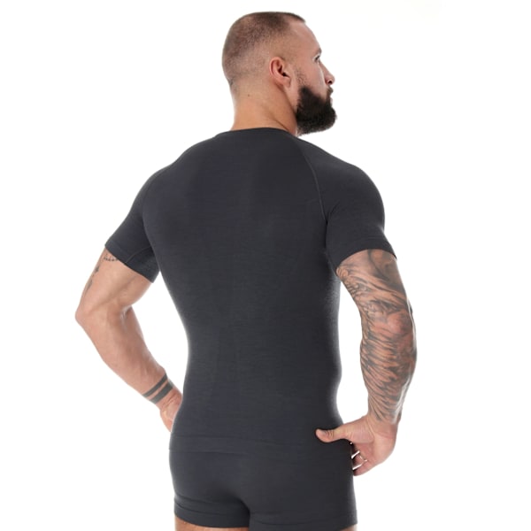 T-shirt med kort ärm för herr Brubeck ACTIVE WOOL Termiska underkläder Merinoull Grafit M