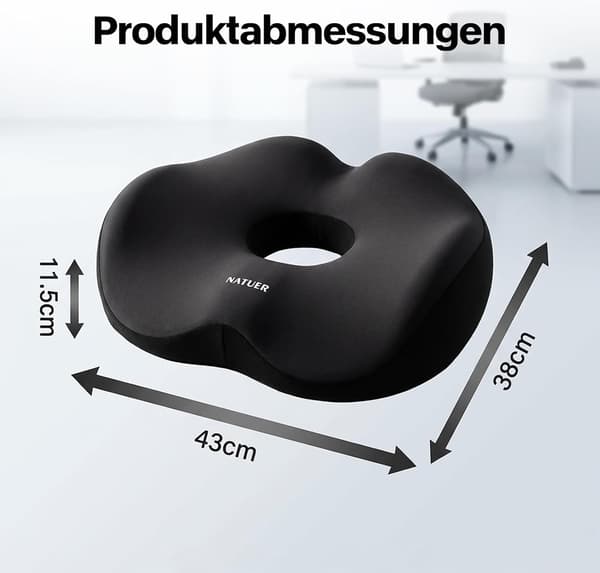 Sædering til hæmorider, sædepude i memoryskum, doughnutformet ortopædisk ringsæde til halebenlindring efter operation, lindrer iskiassmerter