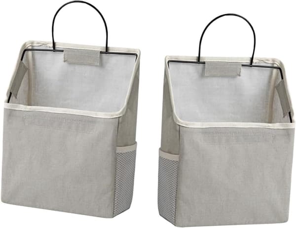 2-pack ovävd hängande förvaringsväska – grå, för badrum sovrum klassrum
