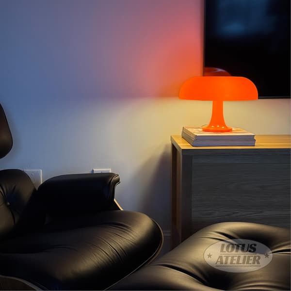 Lotus Studio Orange Svamplampa, Modern Rumsbelysning för Sovrum | Cool Retro Vardagsrumsinredning (Orange)