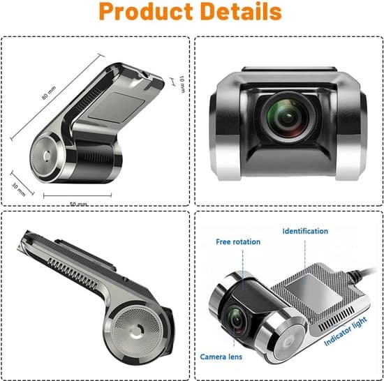 Mini bil dashcam – 170° vidvinkel USB-opptaker – nattesyn videoopptaker med G-sensor, loop-opptak og parkeringsmonitorering