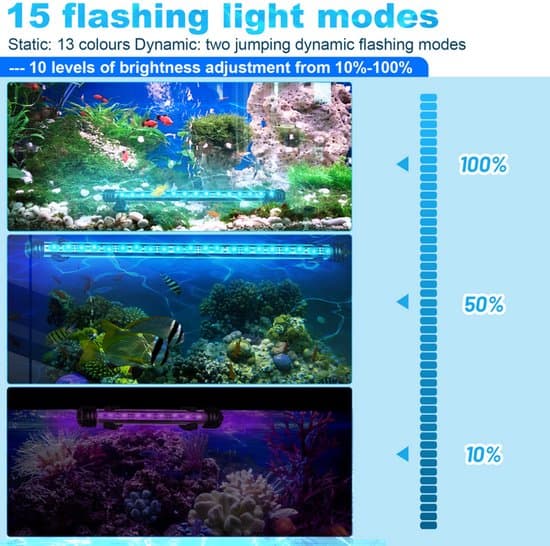 RGB akvariebelysning med controller - Længde 48,5 cm - 5,4 Watt - Akvarielampe - Akvarielys - Dæmpbar