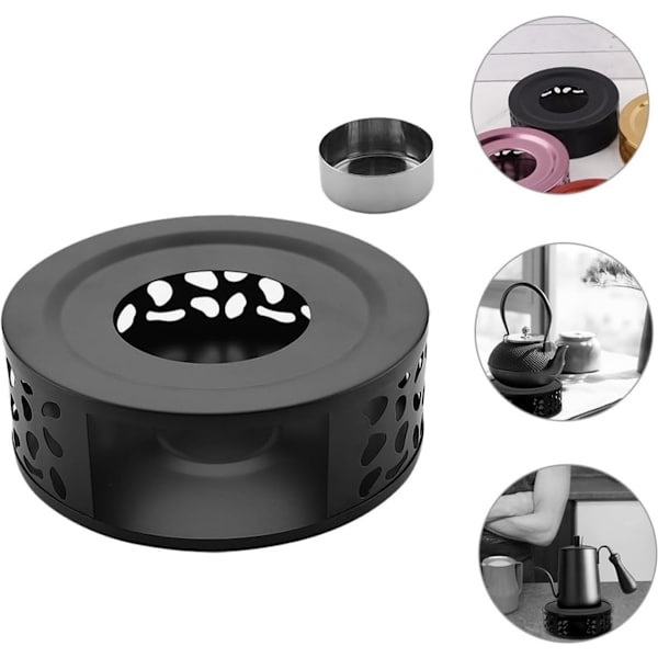 Telysholder – Tekannevarmer – Varmer – Rustfritt stål – Svart – 15 cm