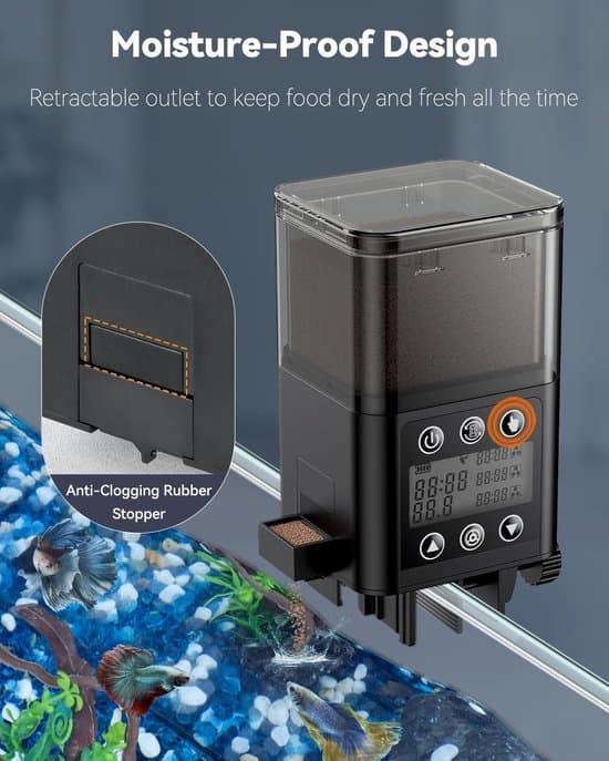 Automatisk Fiskefoderautomat – 320 ml – med Timer – Egnet til Piller og Pulverfoder – Egnet til Akvarier og Damme – Nem at Måle og Tilføje Foder