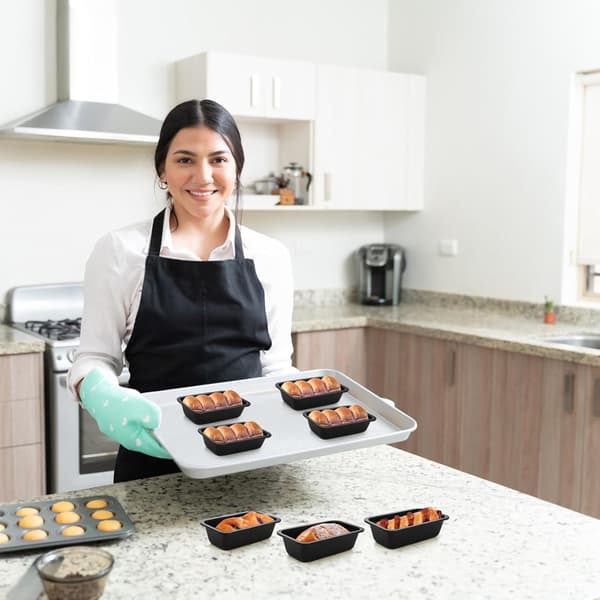 6-delt Non-Stick Mini Brødform - 3,5 x 6-tommer Carbon Rustfrit Stål Brød- og Toastform, Mini Bageform til Bananbrød, Brød og Cupcakes