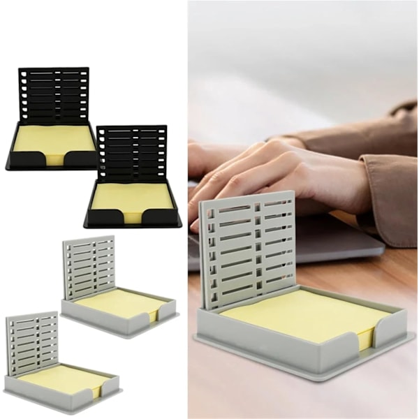 Sticky Note Stencil 2 stk. Sticky Note Holder - Kontor/Studie Opbevaringsboks (Lysegrå & Sort)