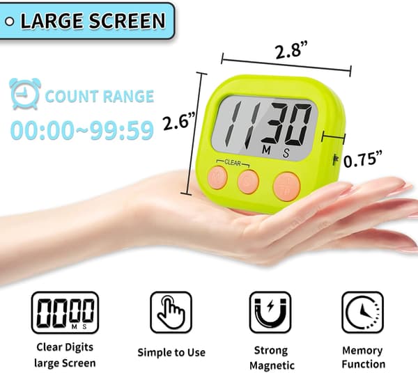 Klassetimers til lærere Børn Stor Magnetisk Digital Timer 2 pak Green