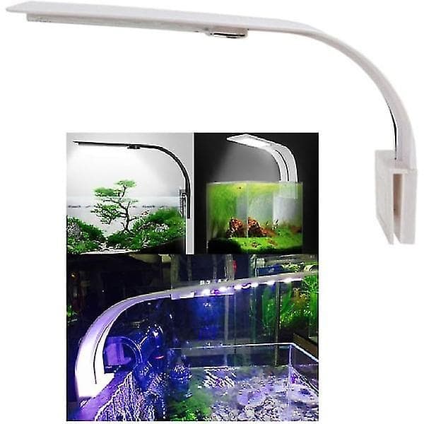 Akvarielys LED hvitt og blått lys nano-klemlys Black