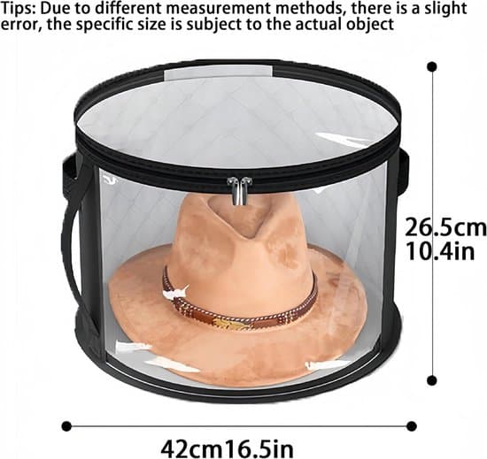 2-pack extra stora transparenta hattaskar – Reseförvaringslådor med säkra lock – För bredbrättade hattar – Grå