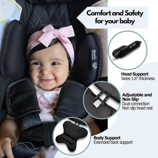 Universal Baby Safety Insert – Hoved- og kropsstøtte – Sidebeskyttelse – Sort babynest til autostole