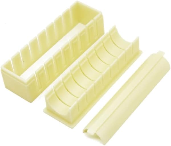 3-delt DIY Sushi-sæt - Non-stick plastik sushi-ruller og form til tangrisruller, hvid