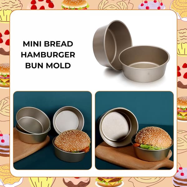 4-delt Mini Brødform Sæt - 4 Tommer Runde Non-stick Bageforme i Kulstofstål til Boller, Kager & Cheesecakes