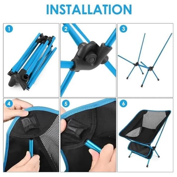 Sammenklappelig campingstol med armlæn Blue and black