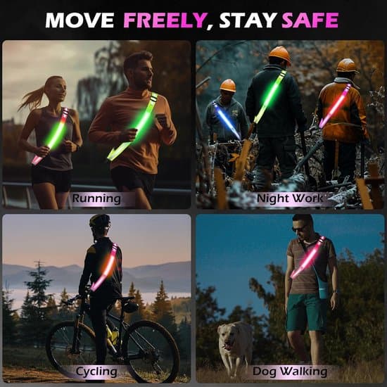 Løpelys - Løpevest - Brystlys - Brystlys for løping - Løpevest med lys - Løpevest - Løpelys med - Refleksbånd Pink