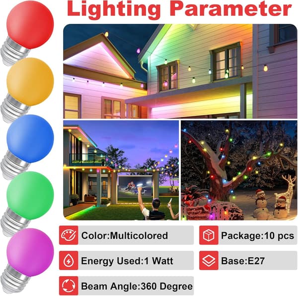 G45 farve LED pære E27/B22 dobbelt interface farverig markise jule scene dekorationspære