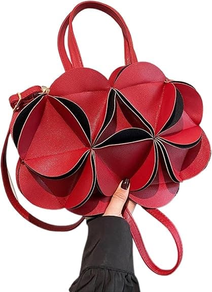 Dammode Handväska i Veganskt Läder, Elegant Plånbok med 3D-Blomhandtag