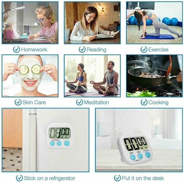 Klassetimers til lærere Børn Stor Magnetisk Digital Timer 2 pak White