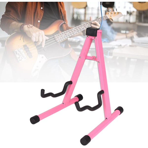 Universellt hopfällbart instrumentstativ, gitarrstativ, A-ram musikstativfäste, rosa