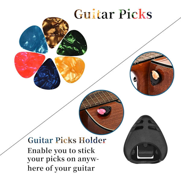 Gitarr Capo, Gitarrplektrum, Gitarrtillbehör, Gitarrstämmare för alla instrument Clip-on elektronisk stämmare för gitarr bas ukulele fiol mandolin banjo
