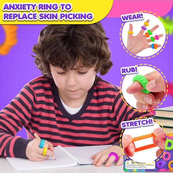 Fidgetleksaker Sensoriska Ringar för Barn: 18-pack Fidget Ring - Sensoriska Leksaker för Barn med Autism - Tyst Ångestlindring Bulk för Klassrumspris