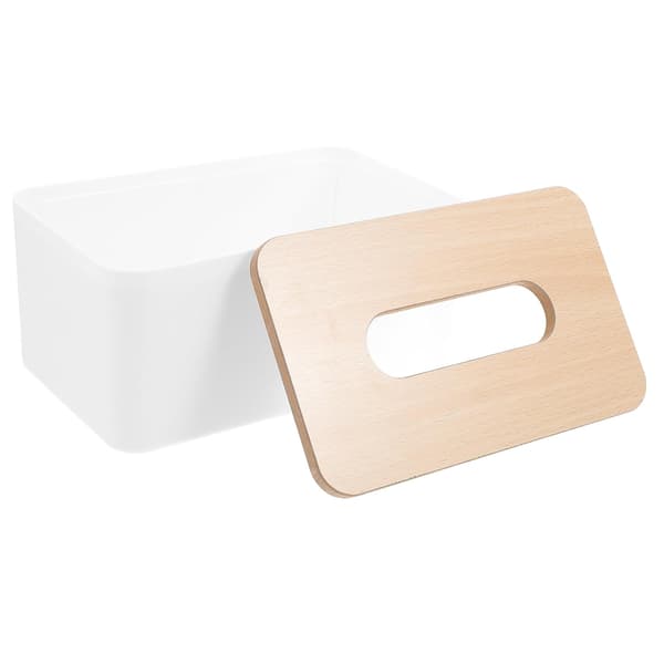 2 stk. rektangulær form trædæksel plastikvævsboks holder papirservietholder etui vævsholder dispenser organizer