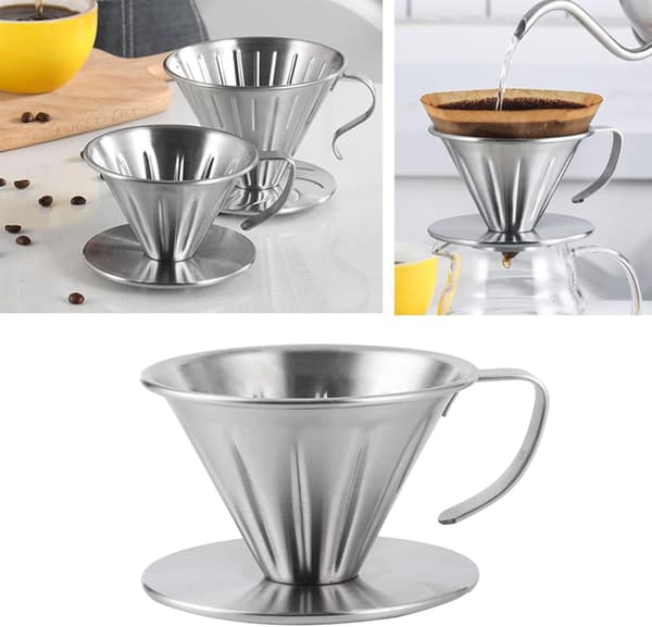 Kaffekande i rustfrit stål, filterkaffetragt håndlavet kaffefilter