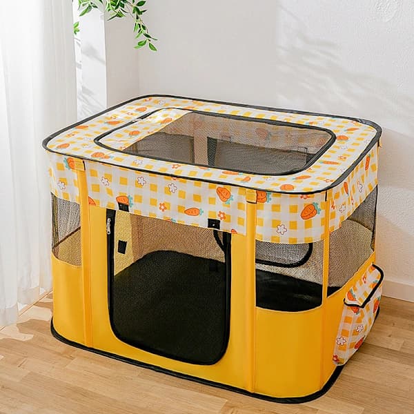 Katthus Vikbart Staket Hund Katt Bo Tält Leveransrum 70*55*45cm Gul