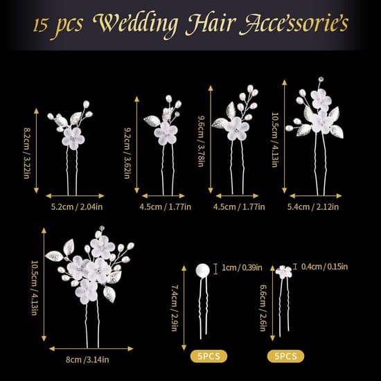 Bryllupshårtilbehørssæt – Perle- og Blomsterhårnåle – U-formet Rhinestone Hårnål – Til Brud og Brudepiger – Hårnåle – Sølv – 15 Stykker