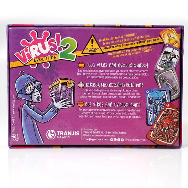 Tranjis Games Virus! + Virus 2 -korttipelipaketti Evolution-laajennus - espanja Virus1 Virus2