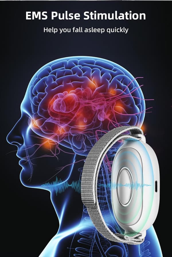 Håndholdt lavfrekvent puls mikrostrøm søvnhjelp for søvnløshet, angstlindring og forbedret søvn.