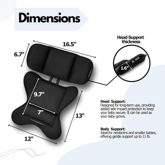 Universal Baby Safety Insert – Hoved- og kropsstøtte – Sidebeskyttelse – Sort babynest til autostole