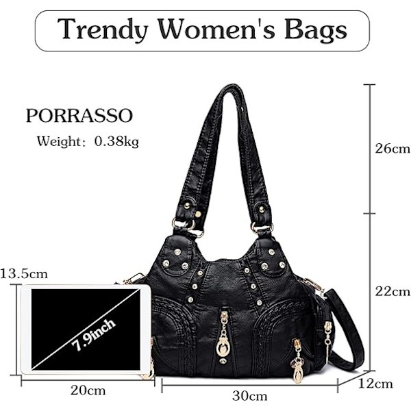 Damhandväskor, fashionabla axelväskor, hobo-väskor, mjuka PU-läder crossbody-väskor, damhandväskor