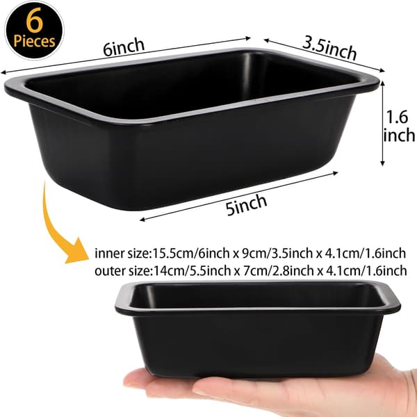 6-delt Non-Stick Mini Brødform - 3,5 x 6-tommer Carbon Rustfrit Stål Brød- og Toastform, Mini Bageform til Bananbrød, Brød og Cupcakes