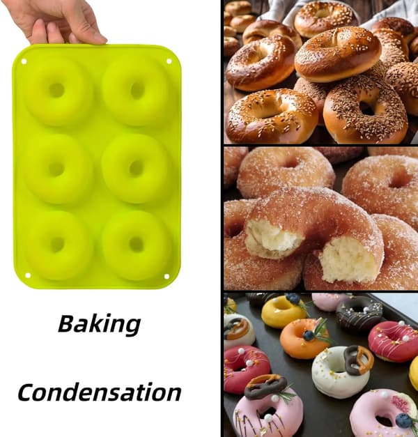 3 stk. Silikone donutforme, til donutbagning Grøn, Pink, Blå
