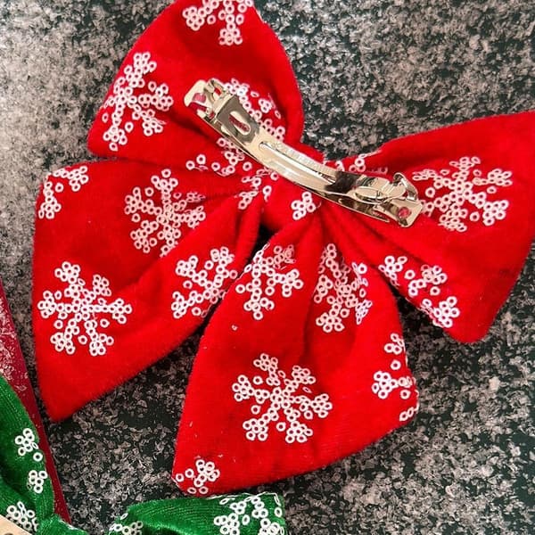 Hårklämma för damer - Röd glitterrosett med strass, festlig håraccessoar för julfester (1-pack) red