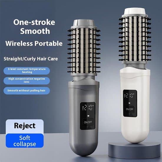 Johdoton kiharrusharja – USB-ladattava – 3 lämpötila-asetusta – harmaa