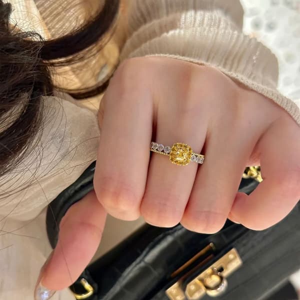 Justerbar Ring, Gule Zirkon Sten Kvinder & Piger, Gave Til Hende
