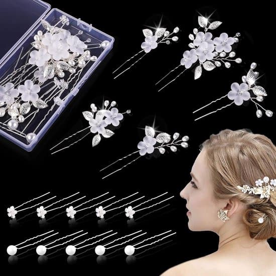 Bryllupshårtilbehørssæt – Perle- og Blomsterhårnåle – U-formet Rhinestone Hårnål – Til Brud og Brudepiger – Hårnåle – Sølv – 15 Stykker
