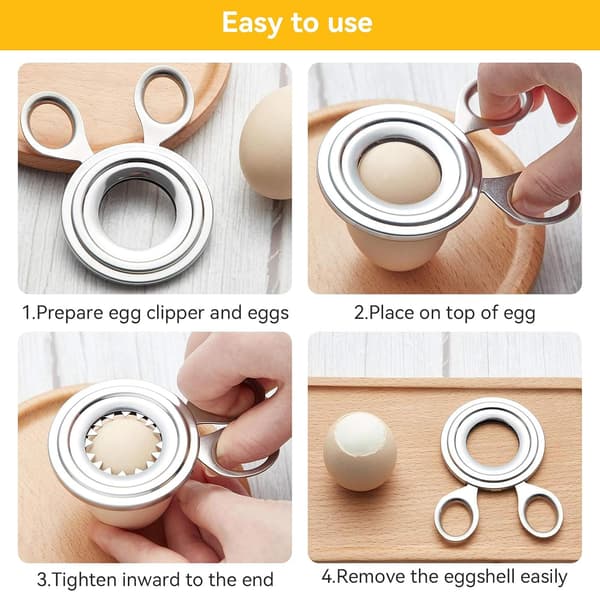Eggåpner i rustfritt stål, eggeskallkutter, kutter, tapper, eggeskalssaks, kjøkkenfjerningsverktøy.