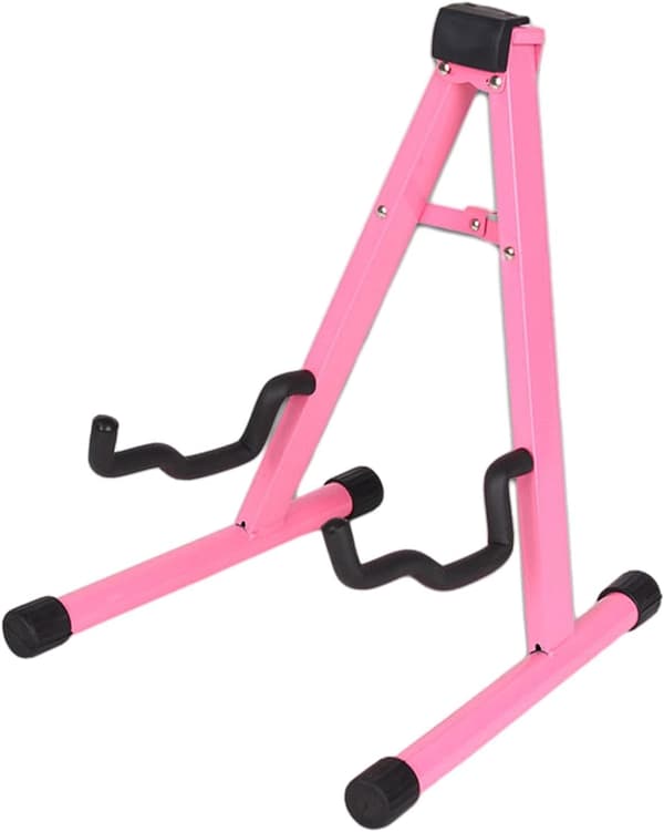 Universellt hopfällbart instrumentstativ, gitarrstativ, A-ram musikstativfäste, rosa