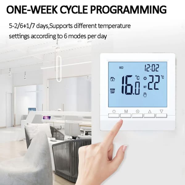 Smart Värme Gas Boiler Programmerbar Termostat, Lämplig för Trådbundna Pannor