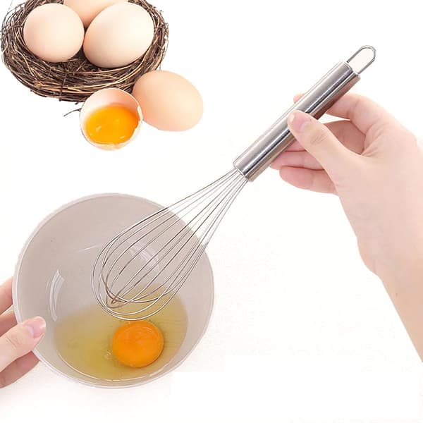Manuelle eggvisper, 2-pakning 6-tommers lange visper i rustfritt stål for brød, kaker og matlaging (6 tommer)