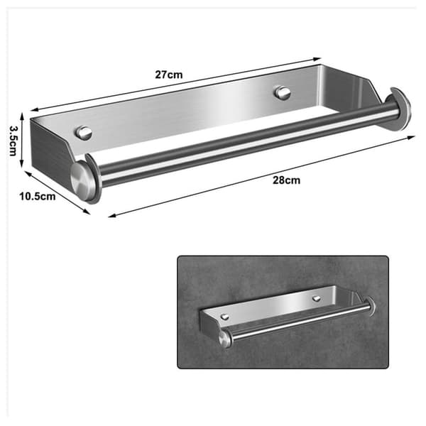 Veggmontert papirhåndkleholder, plastfoliedispenser, sølv