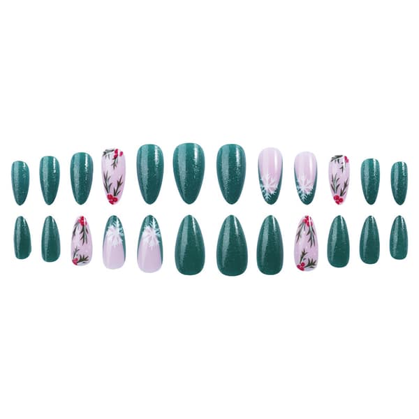 24 stk. jule snefnug dråbeformede negletips, fransk manicure