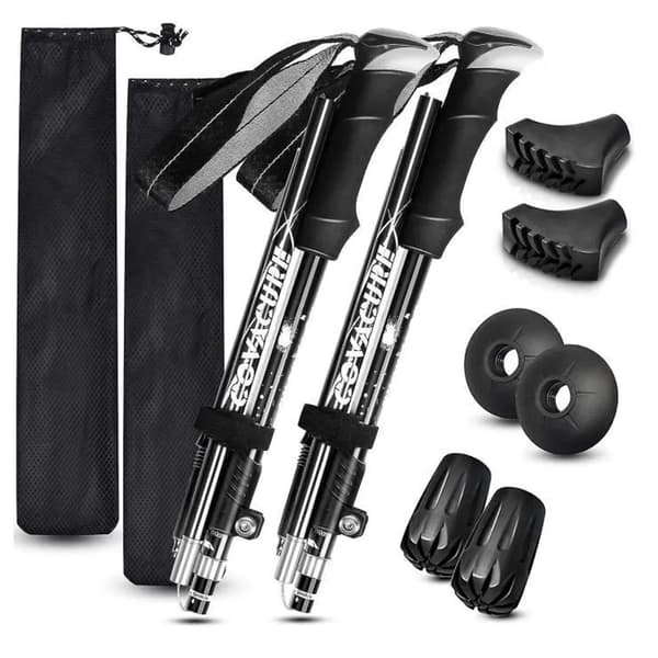 Stavningsstavar, Ultralätt Vikbar Aluminium, 2-pack Black