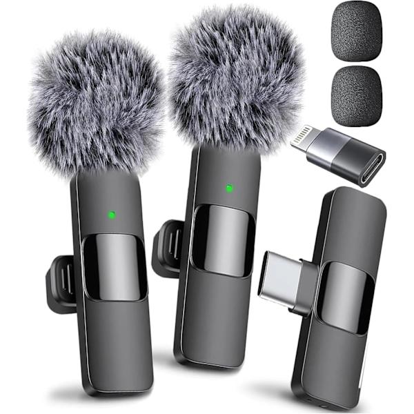 Trådløs minimikrofon til iPhone, iPad, Android til videooptagelse - iPhone-mikrofon krystalklar optagelse med USB-C til indholdsskabere