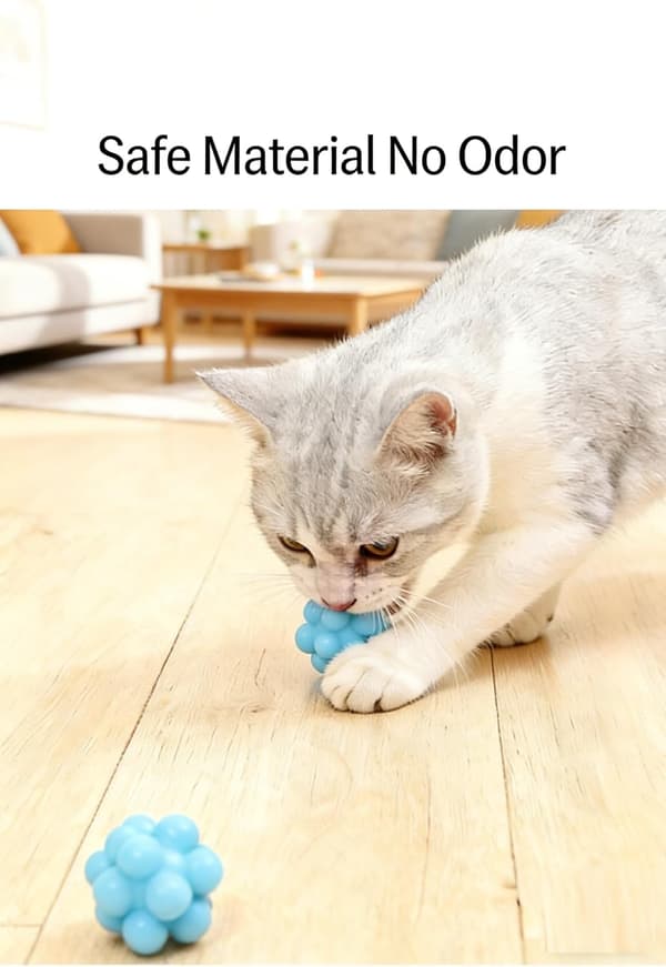 Multifunksjonell elastisk ball for katter, bittesikre interaktive katteleker, svært elastisk, brukt til selvunderholdning og lindring av kjedsomhet.