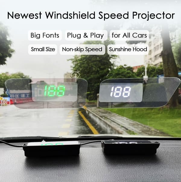 Universal Car HUD Head Up Display GPS Speedometer Digital Speed Display Windshield Projector MPH Project on Wind Glass for Auto Vehicle Motorcycle