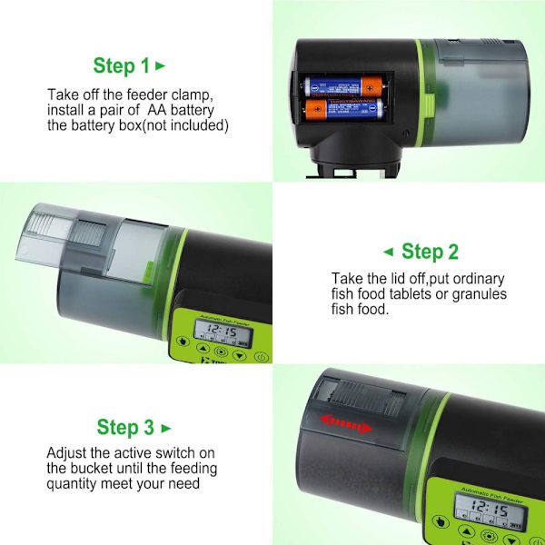 Automatisk fiskefoderautomat til havedam med timer, automatisk dispenser med digital timer