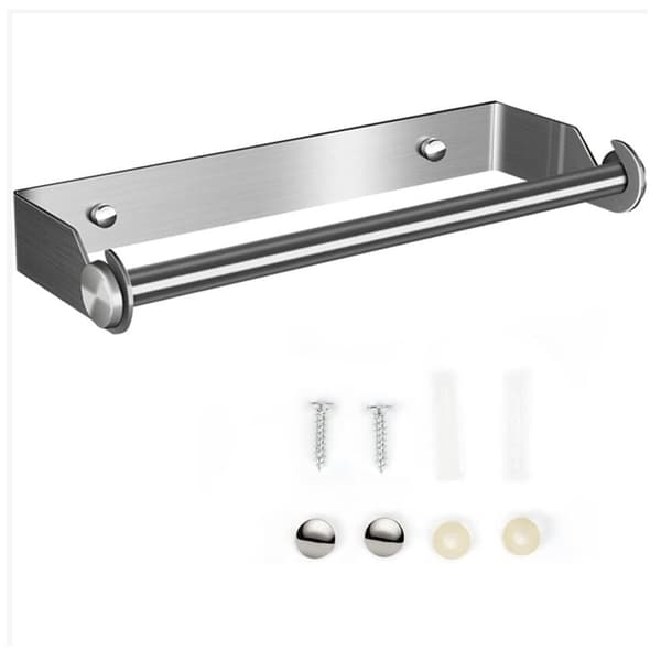 Vägghängd pappershanddukshållare, plastfoliedispenser, silver